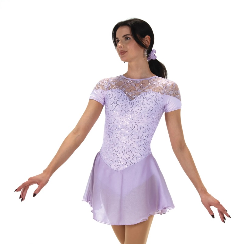 Ｊ－５２８　ソフトリー・シークイン・ドレス　ライトライラック　１３０ｃｍ・Ｓｍａｌｌ（７号）