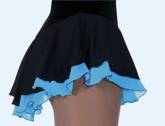 Ｊ３０５　ダブル・ジョーゼット・スカート　ブラック/スカイ　１２０ｃｍ・１３０ｃｍ・１４０ｃｍ・１３号