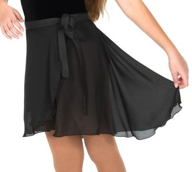 Ｊ３１０　ブラック・ジョーゼット・ダンスラップ・スカート　大人・子供