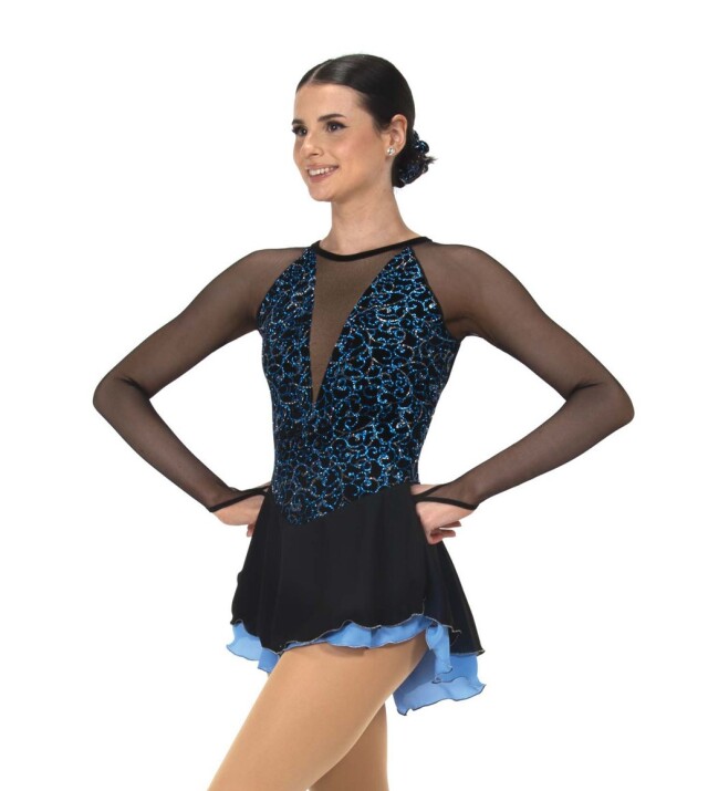 Ｊ－５５８　サウンド・オブ・スワール・ドレス　１２－１４（１５０ｃｍ）　ブラック/ブルー