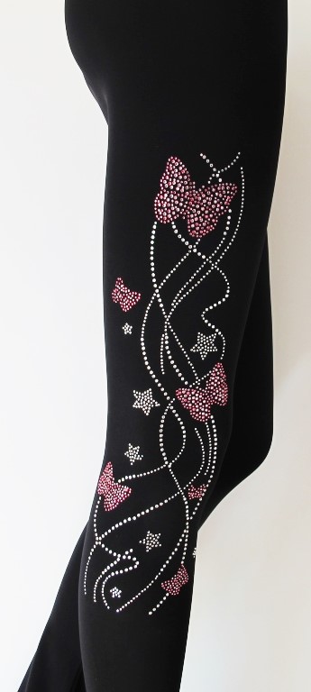 ＩＣＥ－Ｈ－０１－６．８　スケート・パンツ・オーバーヒール　バタフライ＆スター　ピンクストーン　１２０ｃｍ