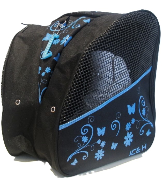 ＩＣＥＨ－０３　スケートバッグ　フラワー＆バタフライ（プリント）　１．９　ターコイズ