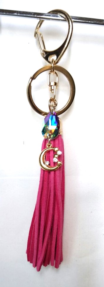 ＩＳＯーＴ　ストーン付きタッセルキーホルダー　フューシャ