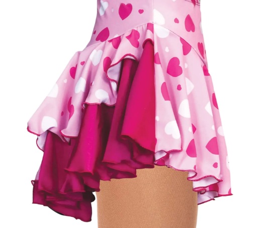 Ｊ５０９　ダブル・バック・スカート　ハート/ピンク　１０－１２（１４０ｃｍ）