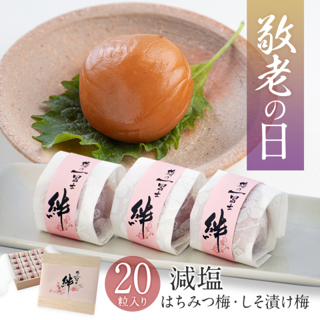 梅干しの一冨士】敬老の日 絆 20粒入 木箱入り贈答用梅干し