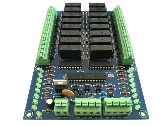 I2C接続16チャンネルリレーボード(SPST接点)DIP版