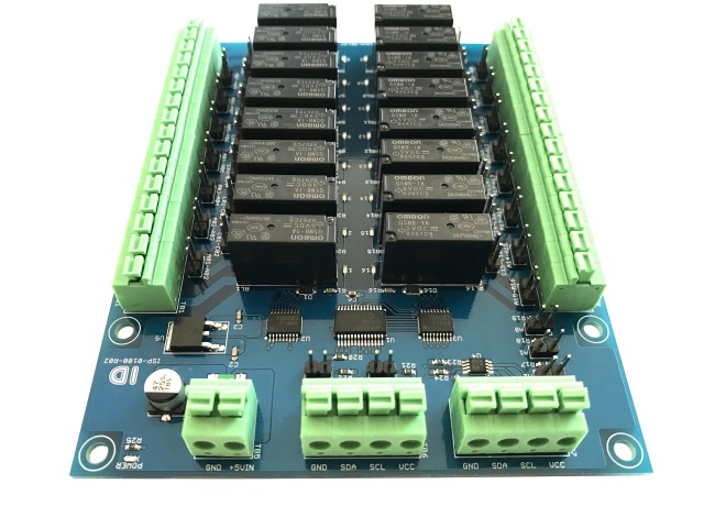 I2C接続16チャンネルリレーボード(SPST接点)SMT版