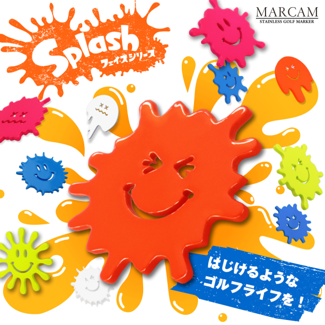 MARCAM Splash / はじけるポップな顔文字ゴルフマーカー 蛍光カラー