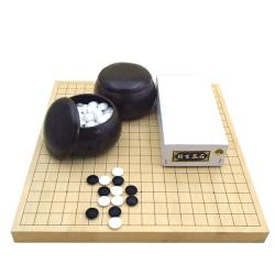 囲碁盤セット　本榧に次ぐ　緻密な木目　ヒバ10号卓上接合（ハギ）碁盤と硬質ガラス碁石新生松（約10mm）とプラスチック碁笥銘木特大　