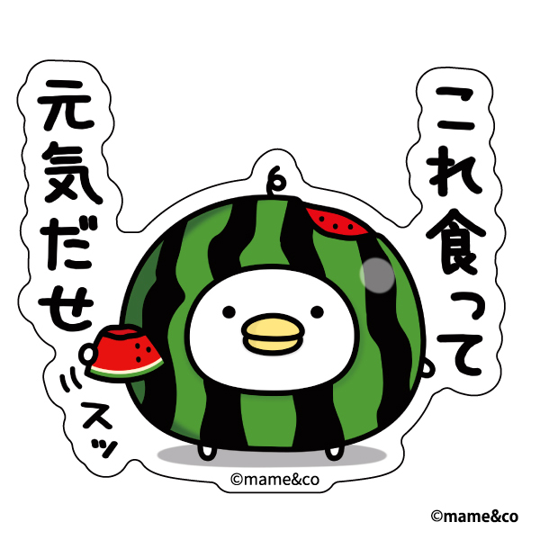 うるせぇトリ　ダイカットステッカー　スイカ