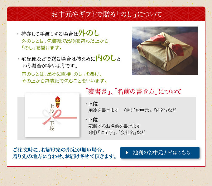 贈り物そうめん「のし」について