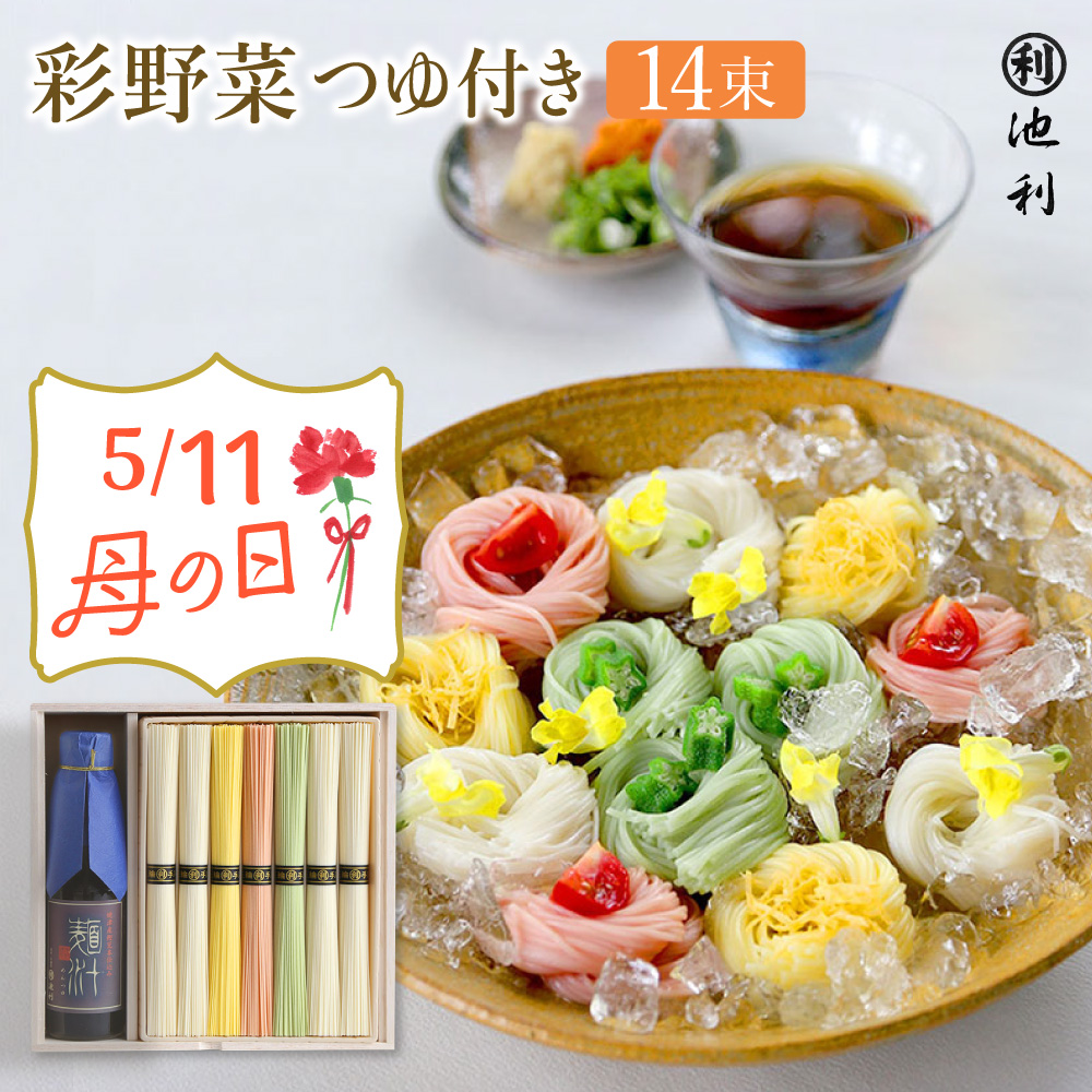 【 2025完売御礼 】 母の日 プレゼント ギフト 彩野菜 つゆ付き （50g×14束 約9人前）ネット限定 オリジナル掛け紙 メッセージカード付き