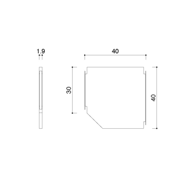 コーナー棚板40x40x30R
