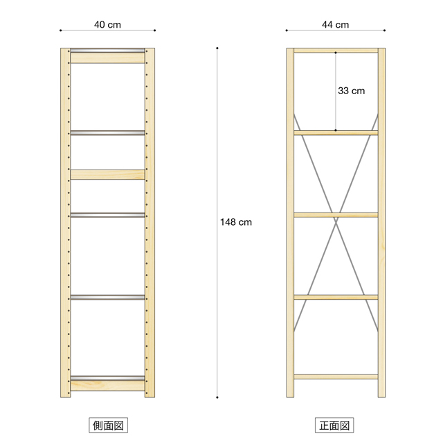 正面図h148d40w40