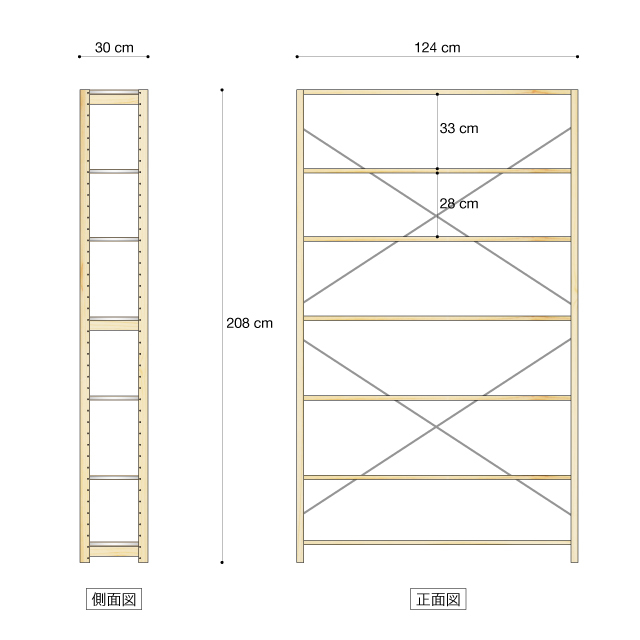 正面図h208d30w120