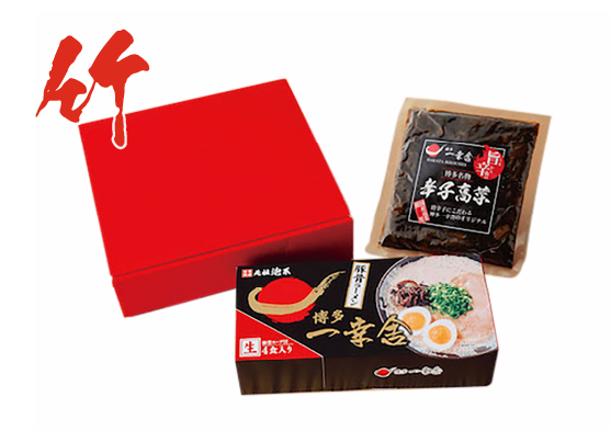 竹・豚骨ラーメン１箱（4食入り）＋辛子高菜ギフトセット