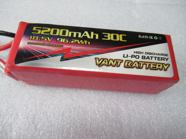 VANT battery LIPO ５セル 18.5V 5200ｍＡｈ 30C F3A対応　約540ｇ