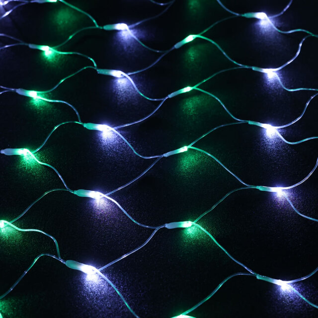QUALISS クオリス クリスマス LED イルミネーション ネットライト (網状) 防滴 防雨 屋外 屋内 用 A-N コントローラー セット 8種類点滅 常時点灯可 点滅パターン記憶可 AC100V 50Hz 60Hz【全15色・160球～320球から選択】【N001】