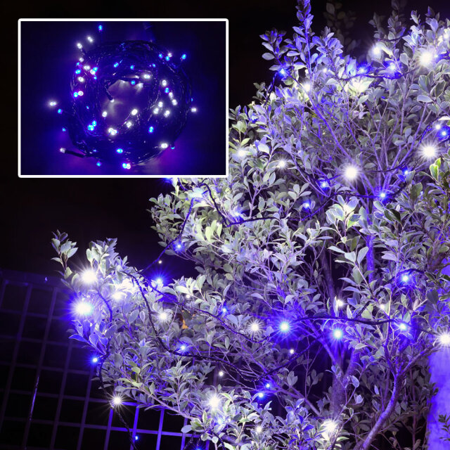 QUALISS クオリス クリスマス LED イルミネーション ストレートライト 防滴 防雨 屋外 屋内 用 A-N コントローラー セット 8種類点滅 常時点灯可 点滅パターン記憶可 AC100V 50Hz 60Hz 【全16色・100球～500球から選択】【S001A】