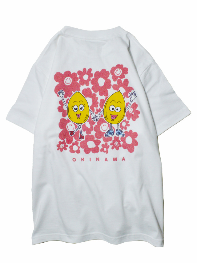 半袖》627 でいご君とまいちゃんとお花の半袖Tシャツ
