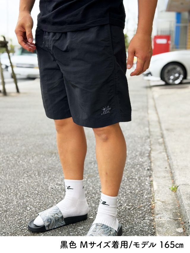 ハーフパンツ》660C アイルのロゴマーク刺繍のナイロンパンツ