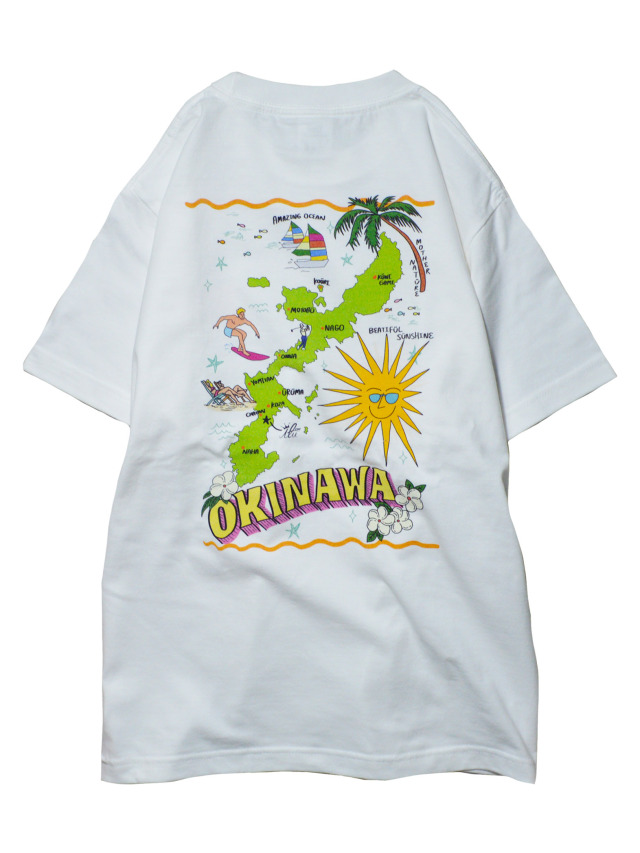 半袖》868 沖縄地図の半袖Tシャツ.