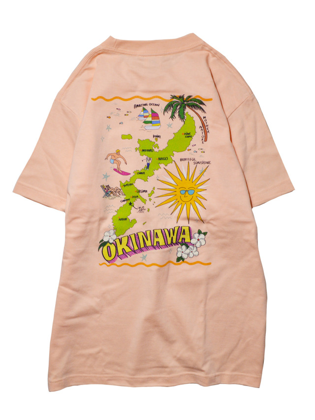 半袖》868 沖縄地図の半袖Tシャツ.