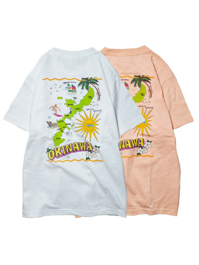 半袖》868 沖縄地図の半袖Tシャツ.