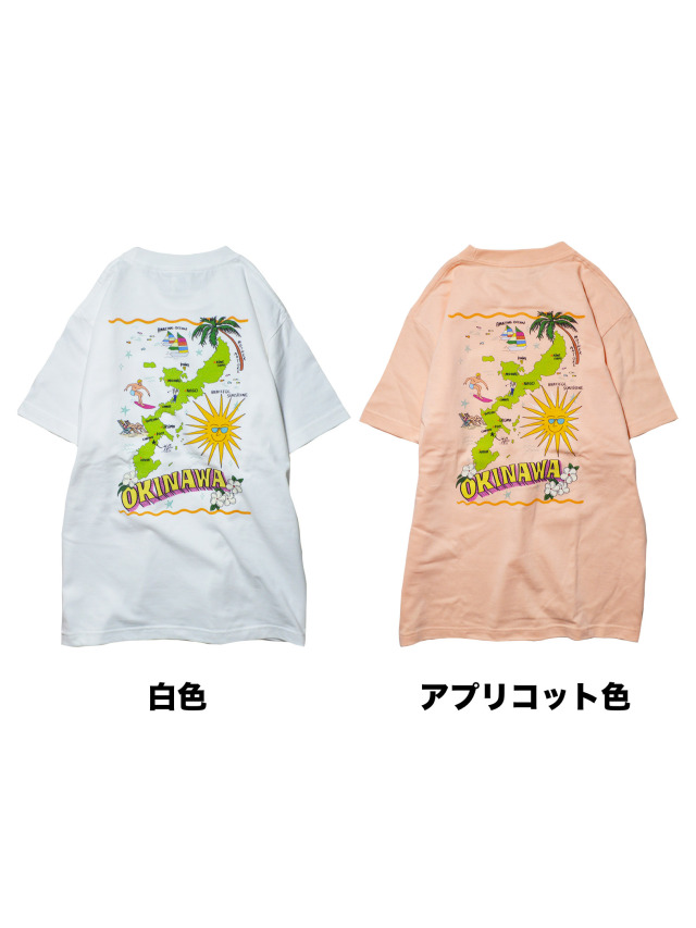 半袖》868 沖縄地図の半袖Tシャツ.