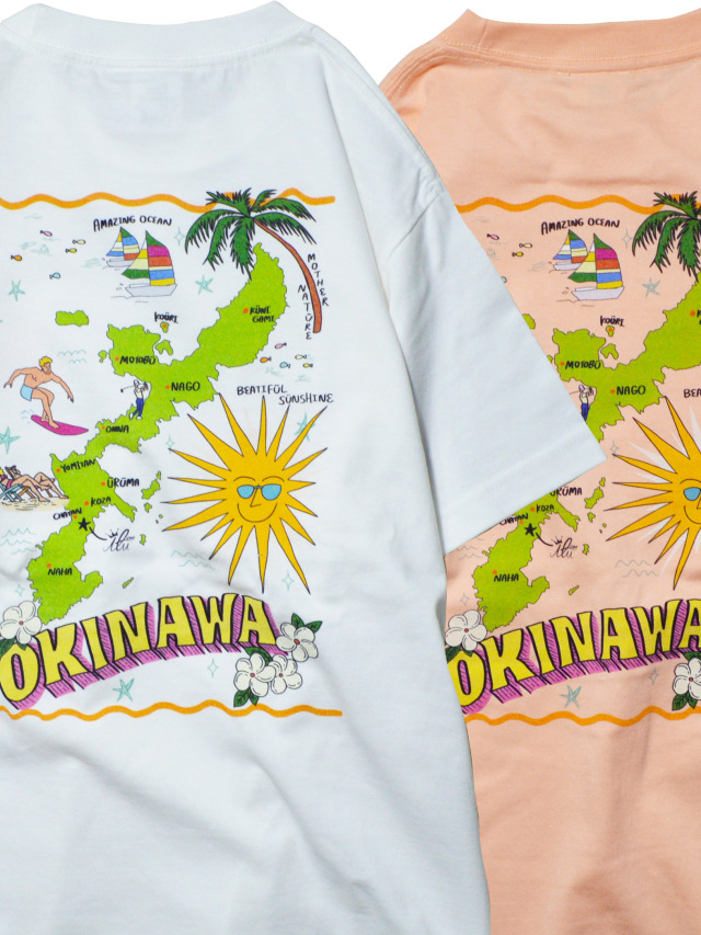 半袖》868 沖縄地図の半袖Tシャツ.