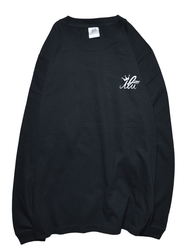 長袖カットソー ブラック ロゴデザイン セール】綿100% 長袖Tシャツトップス レディース 刺繍ロゴロンt