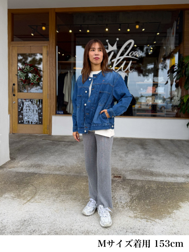 レディース》869 ノーカラーのデニムジャケット