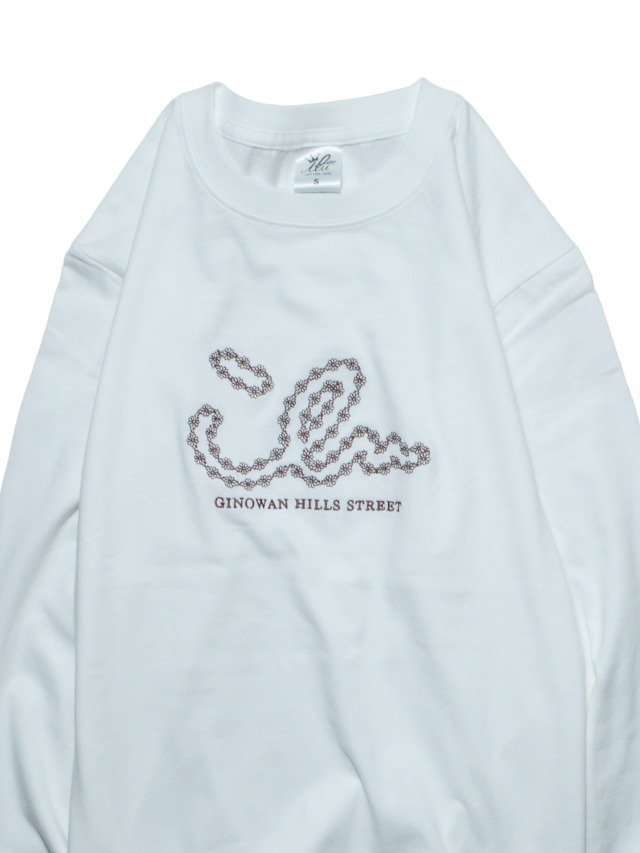 長袖》819 アウトラインちょこっとアイル刺繍の長袖Tシャツ(お花)