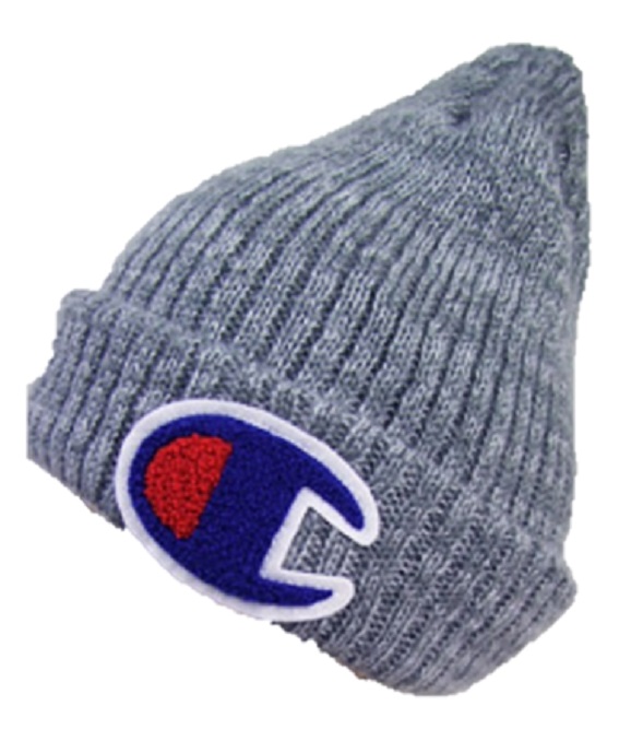 【Champion】さがら刺繍ダブルワッチ492-027  (チャンピオン)リブ編みニットワッチ ビッグワッペン 男女兼用