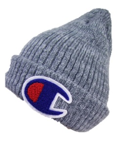 【Champion】さがら刺繍ダブルワッチ492-027  (チャンピオン)リブ編みニットワッチ ビッグワッペン 男女兼用