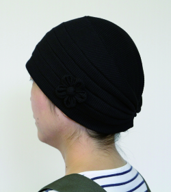 おしゃれヘアキャップ【天使の帽子】23002ふわっとワッフル加工（ソフトな肌触りコットン）（コサージュ付き）