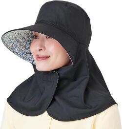 首までガード涼やかフラップ帽子　農作業用日よけ帽子 つば広帽子 ガーデニングハット　UVカット 屋外作業 日よけ 紫外線対策