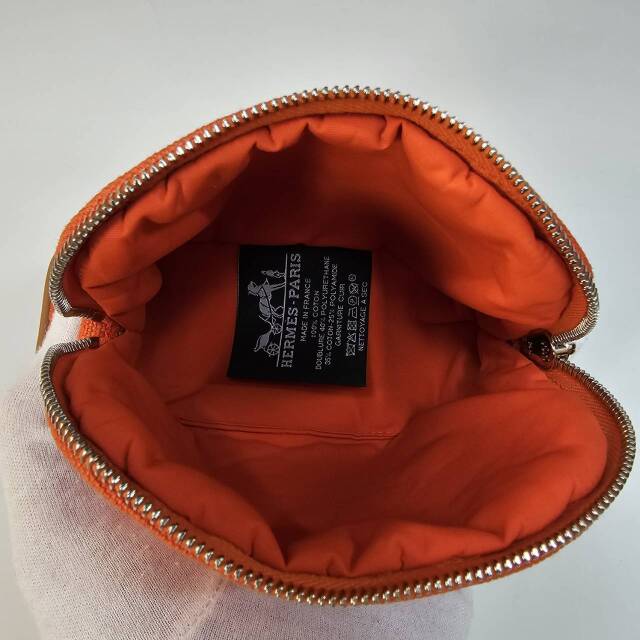 エルメス ポーチ ボリードポーチ ミニ オレンジ/シルバー金具  