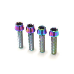 【メール便対応】 チタンボルト4本セット テーパーキャップ M5 × 10～30mm P0.8 焼き色有り Ti - 6Al - 4V Titanium