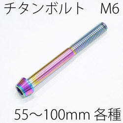 【メール便対応】 チタンボルト テーパーキャップ M6 × 55～100mm P1.0 焼き色有り Ti - 6Al - 4V Titanium