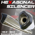 ステンレス製 カーボン ヘキサゴナルエンドサイレンサー φ60.5