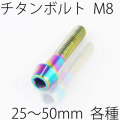 【メール便対応】 チタンボルト テーパーキャップ M8 × 25～50mm P1.25 焼き色有り Ti - 6Al - 4V Titanium