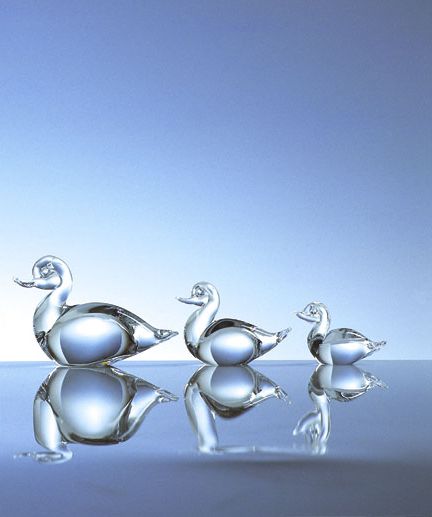 可愛いく輝くクリスタルガラスのガチョウTiny　イタリア　Vilca