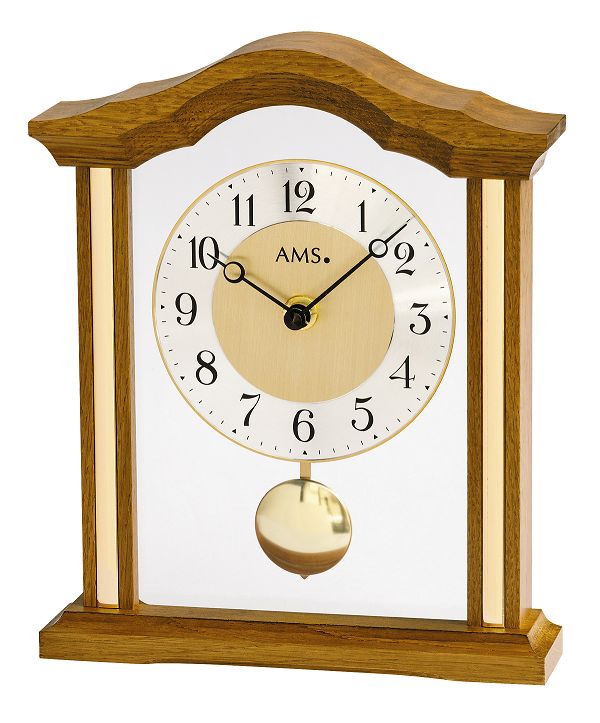 木製フレームが美しい！AMS振り子置き時計 1174-4　オーク　AMS置き時計