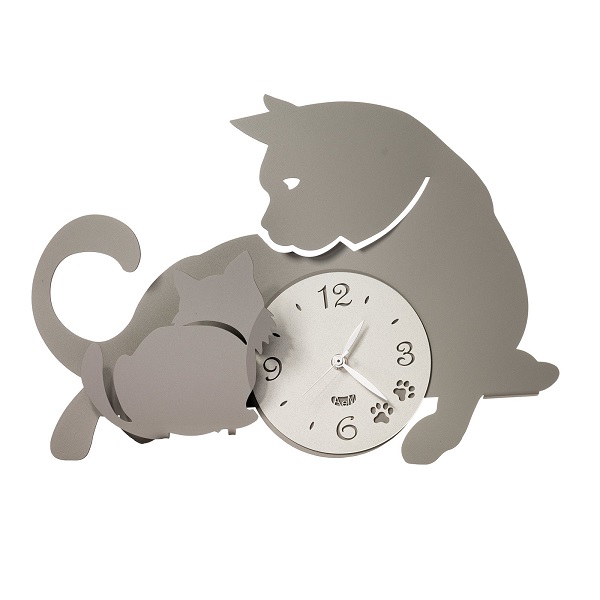 Arti e Mestieri 掛け時計 アルティ・エ・メスティエリ Wall clock Mamma Gatta　3494-C135  mud/ivory  イタリア 　壁掛け時計　猫　cat【送料無料】