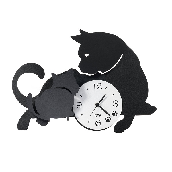 Arti e Mestieri 掛け時計 アルティ・エ・メスティエリ Wall clock Mamma Gatta　3494-C170  black/white  イタリア 　壁掛け時計　猫　cat【送料無料】