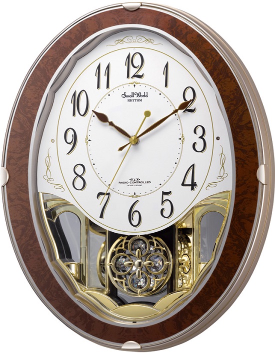 美しいメロディーで時を知らせる！アミュージングクロック電波時計　スモールワールドグレース　4MN517RH23