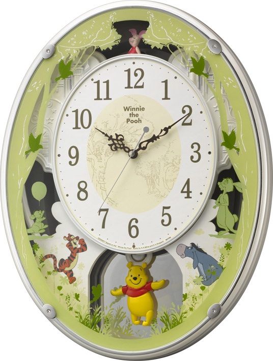 くまのプーさんと楽しい仲間のディズニークロックです！アミュージング　くまのプーさんM523振り子時計　4MN523MC03　リズム時計