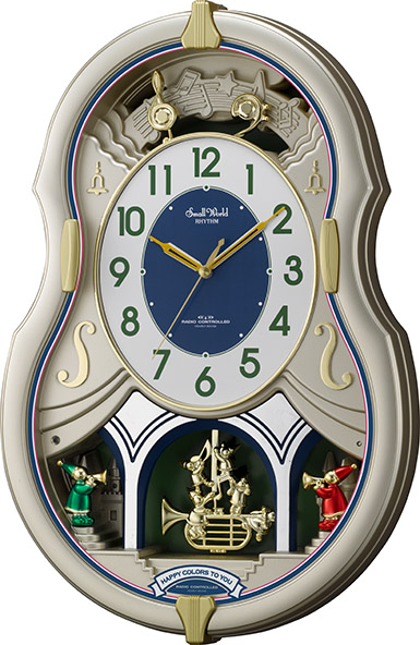 美しいメロディーで時を知らせる！アミュージング時計　電波時計　スモールワールドカラ―ズ　4MN543RH18 　リズム時計