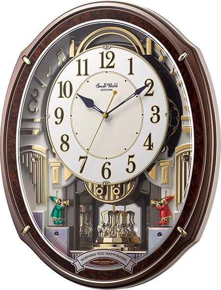 からくり時計　電波時計　スモールワールド　アルディ　4MN545RH23　リズム時計　掛け時計　名入れ